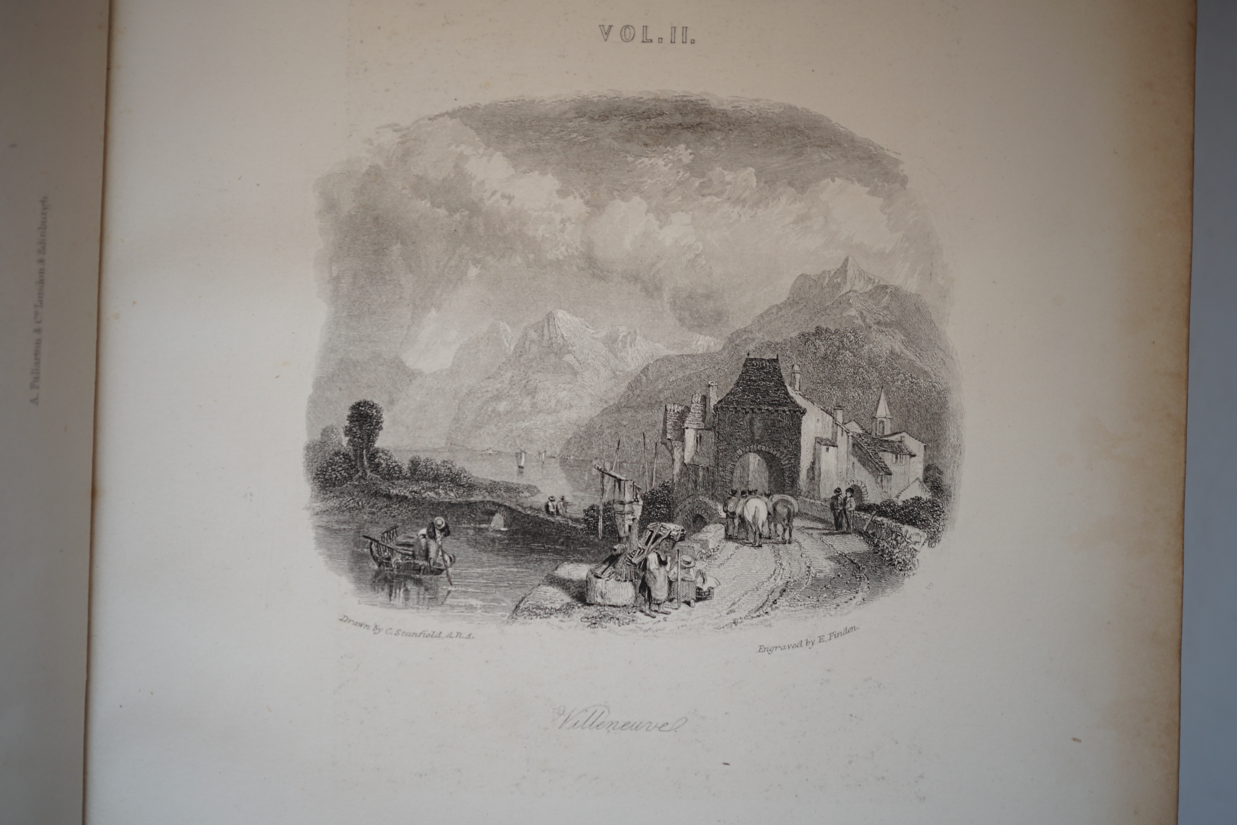 Byron, George Gordon Noel, Lord - The Works of Lord Byron: with a Life and Illustrative Notes, by William Anderson, 2 vols, 8vo, with portrait frontispiece and 58 engravings, half red morocco, A. Fullerton, Edinburgh, c.